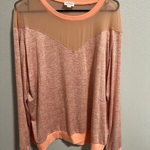 LuLaRoe Peach Lizzy shirt and sheer  Long Sleeve Blouse